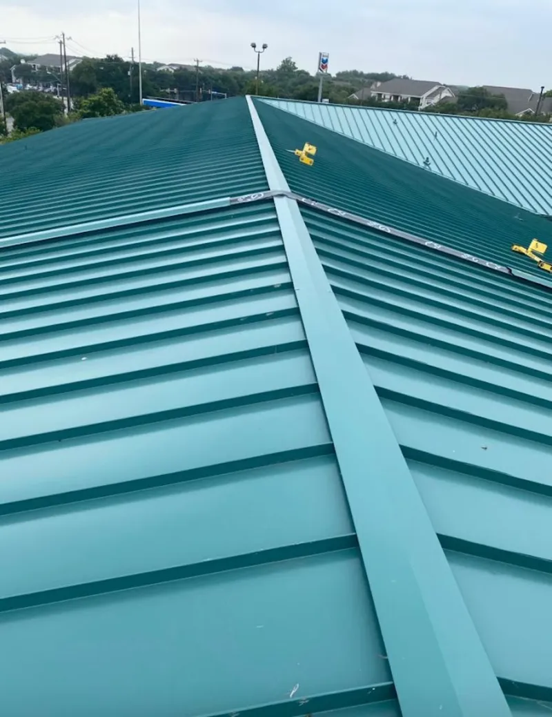 Green commercial metal roof ridge and valley for Metal Roof Repair in Fox Chapel
